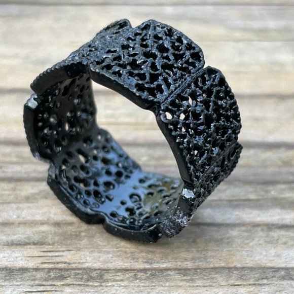 Fashion Ring Black Tone Unisex Jewelry Ring Crystal Accent Rings Size 11 - Picture 6 of 12